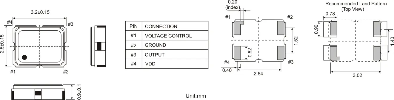 CERAMIC SMD VCTCXO OSCILLATOR 3.2 x 2.5 mm 