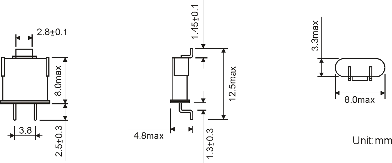 SMD QUARTZ UM1-SMD 8.0 x 3.6 mm 3.5 - 200.0MHz