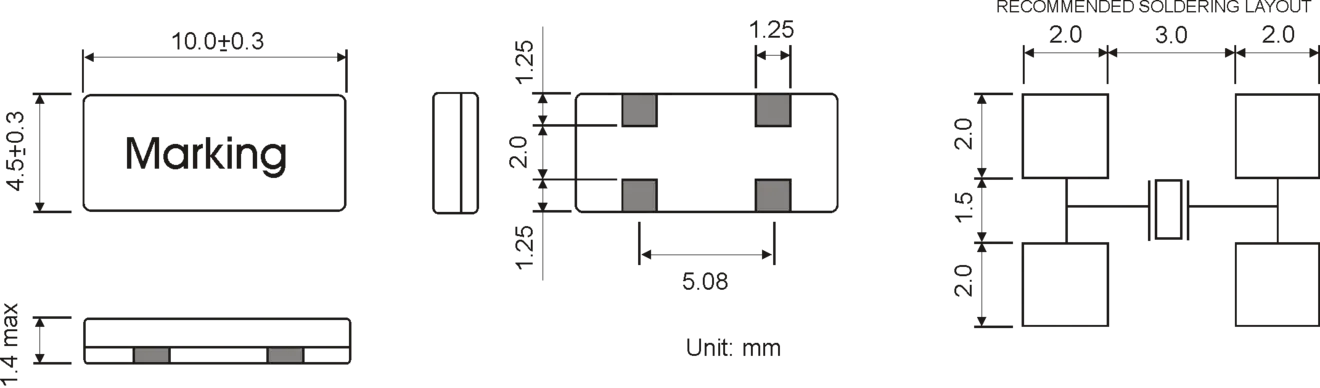 SMD QUARTZ CRYSTAL 10.0 x 4.5 mm 3.2768 - 10.0MHz SMD QUARTZ CRYSTAL 10.0 x 4.5 mm 3.2768 - 10.0MHz